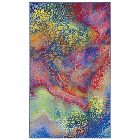 Safavieh 3 x 5 ft. Small Rectangle Paint Brush Power Loomed Rug, Blue and Coral PTB119B-3